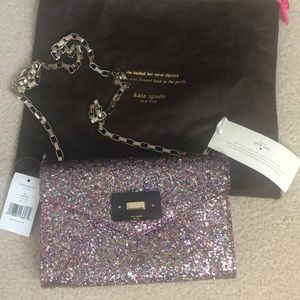 NWT Kate Spade Sonia glitter moonlit soirée purse